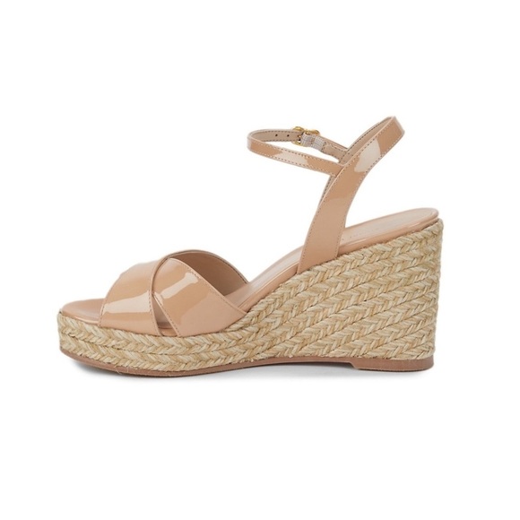 NEW Stuart Weitzman Rosemarie Nude Wedge Sandals Size 9 - Picture 4 of 10